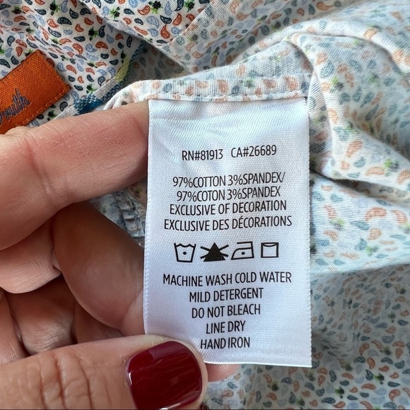 Robert Graham Modern American Micro Paisley Button Down Shirt Large Tailored Fit - Picture 13 of 14